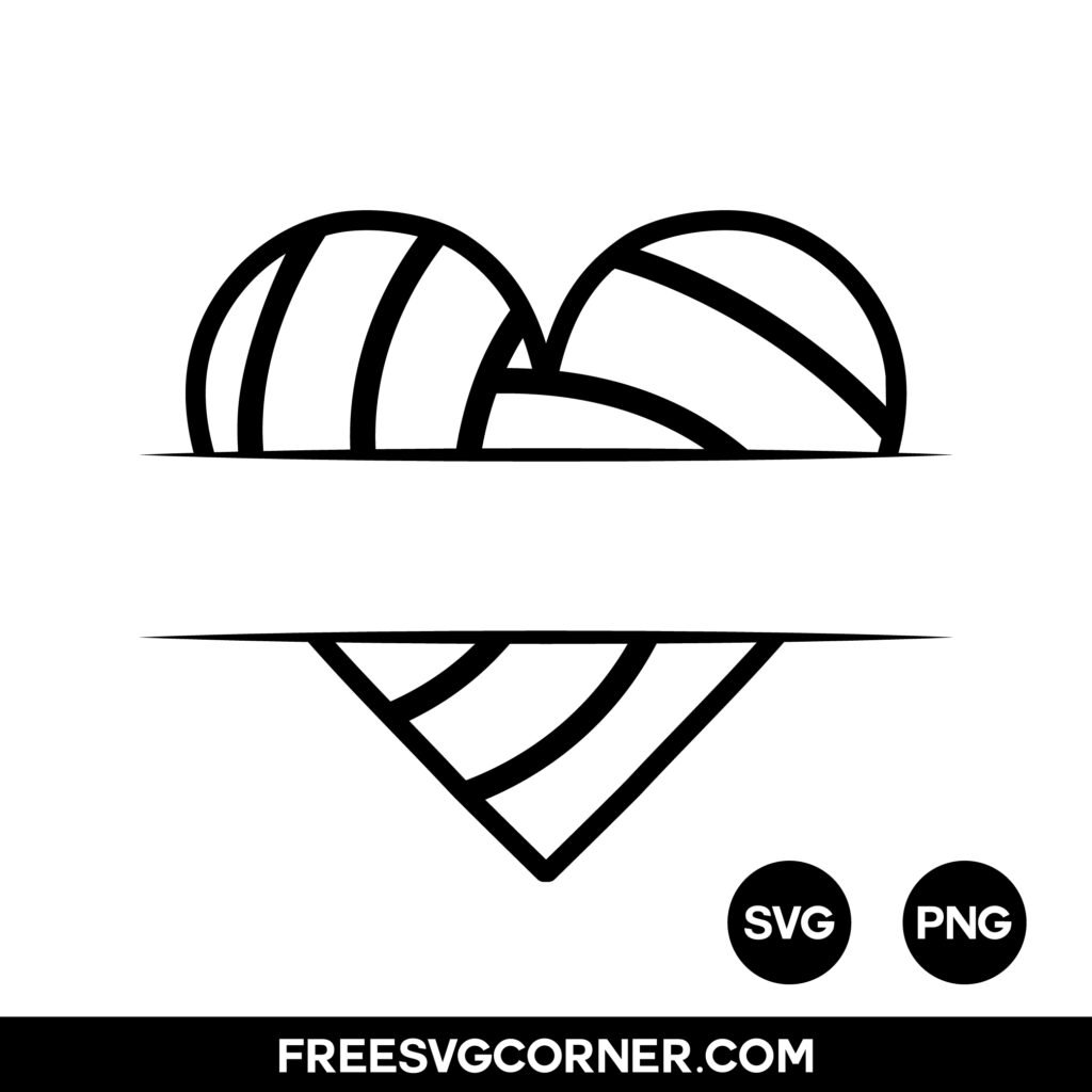 Download Free Volleyball Heart SVG Bundle. Includes 6 volleyball heart outline and black volleyball designs for Cricut & Silhouette. Free instant download.