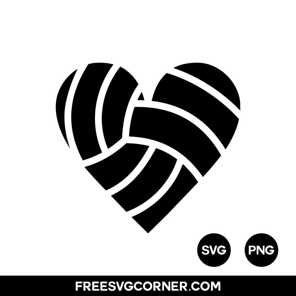 Download Free Volleyball Heart SVG Bundle. Includes 6 volleyball heart outline and black volleyball designs for Cricut & Silhouette. Free instant download.