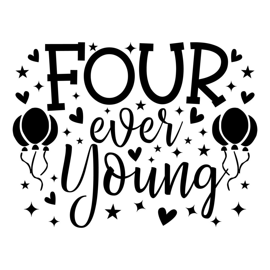 Free Birthday SVG design bundle including One-derful, Two Sweet, Three-nager, and Four-ever Young birthday SVG files.