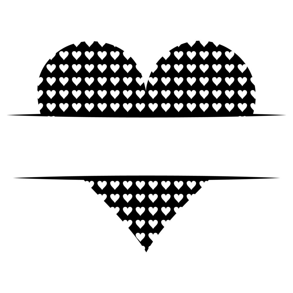 Free Monogram SVG – Heart Clipart with Pattern and Name Space