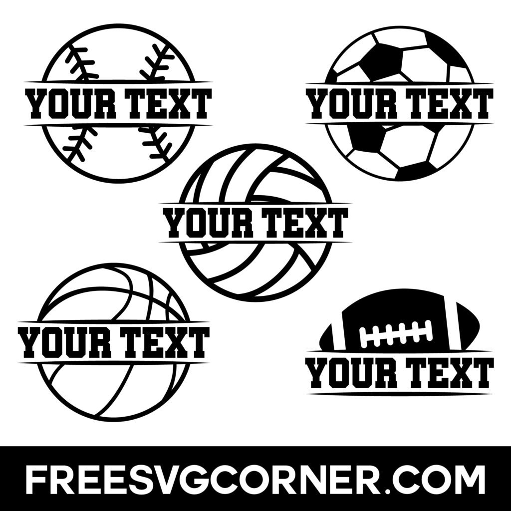 Custom Name Sports Free SVG Bundle - Baseball, Soccer, Volleyball, Basketball, American Football Sports SVG Design