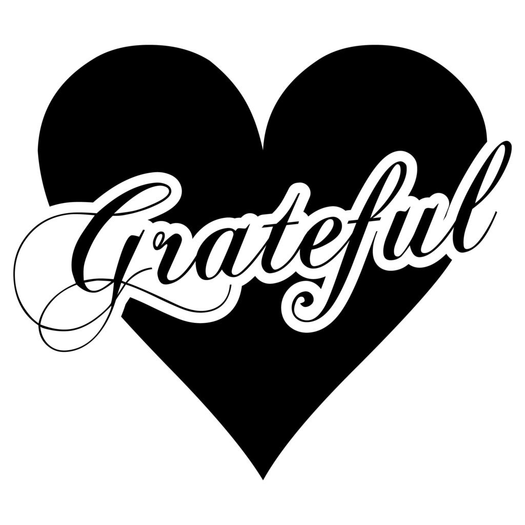 Grateful Heart SVG with “grateful” written inside a heart shape