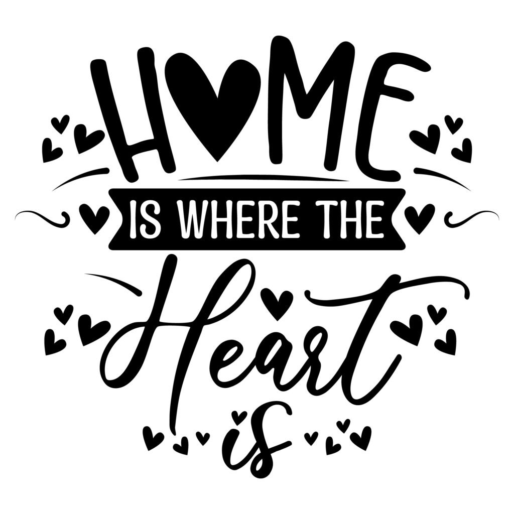 home is where the heart is svg free - simple heart and home outline design for Cricut and DIY