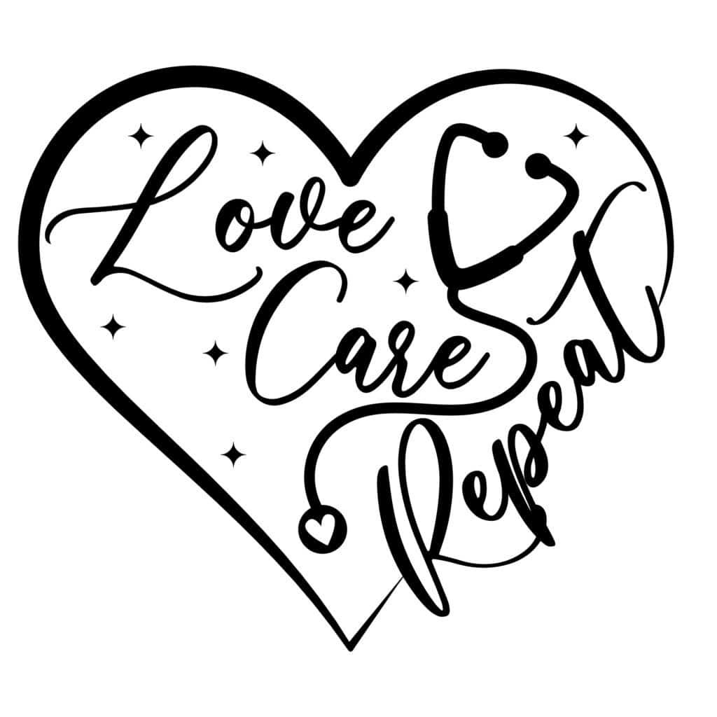 Love Care Repeat Nurse SVG Free Download for Cricut and Silhouette
