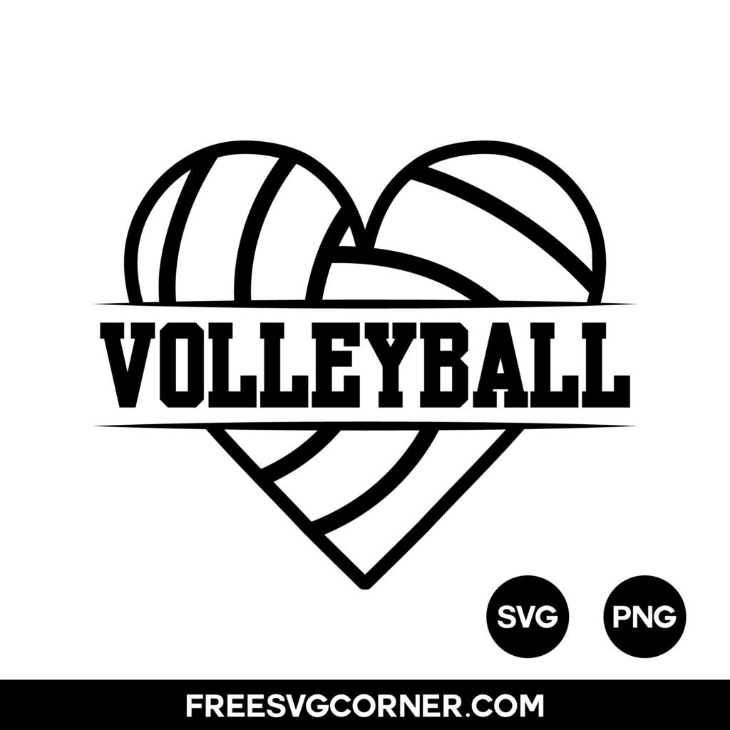 Download Free Volleyball Heart SVG Bundle. Includes 6 volleyball heart outline and black volleyball designs for Cricut & Silhouette. Free instant download.