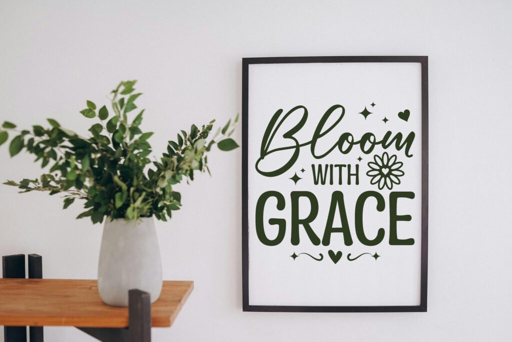 Bloom with Grace SVG free motivational self-love quote design for Cricut and Silhouette