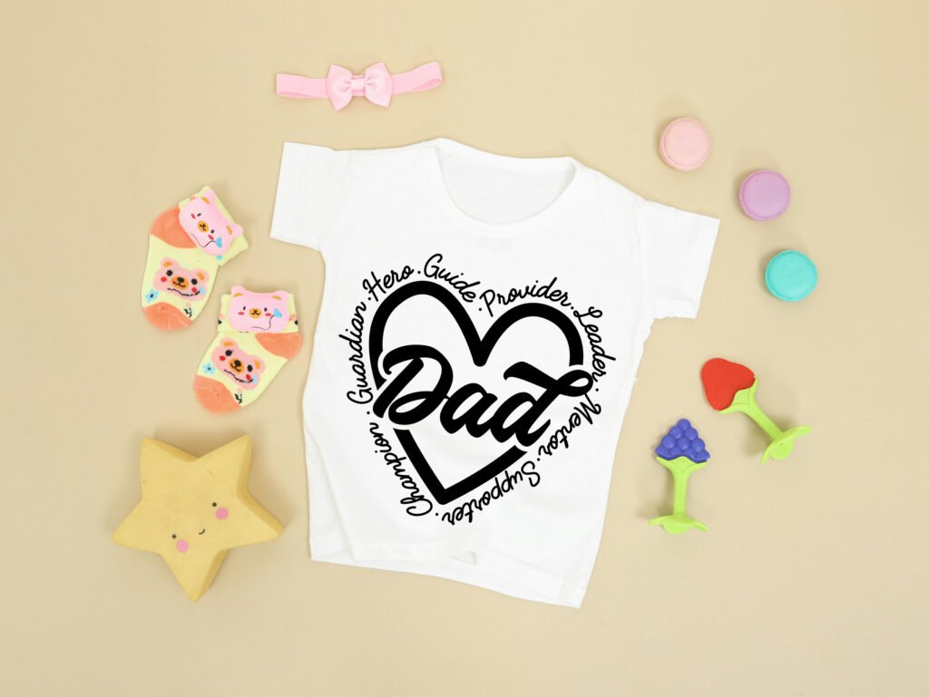 Dad Heart SVG free download for Cricut and Silhouette crafts – Hero, Guide, Provider, Leader, Mentor, Champion, Guardian, Supporter design.