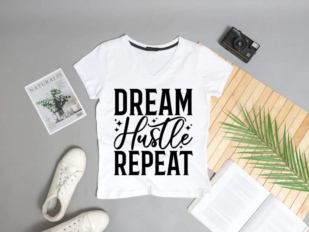 Dream Hustle Repeat SVG free motivational quote design for Cricut and Silhouette projects.