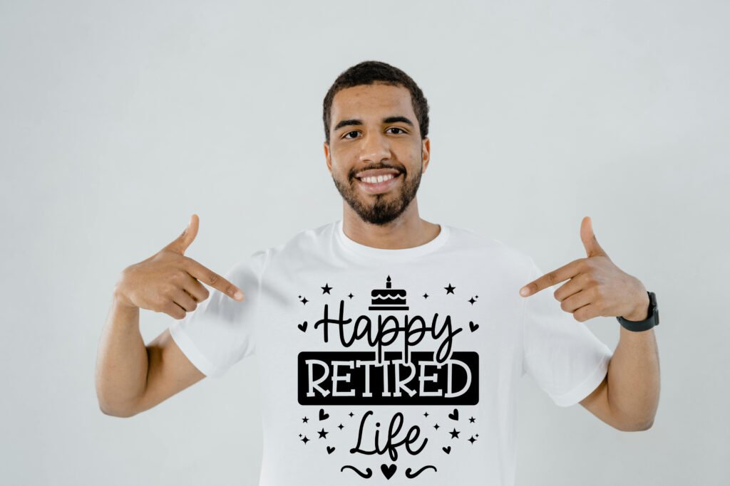 Happy Retired Life SVG design free download for Cricut and Silhouette crafts.