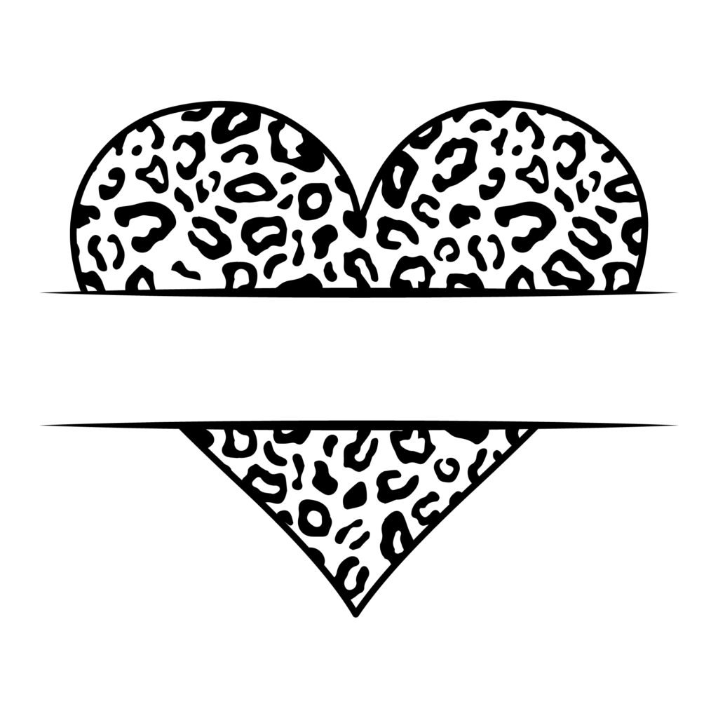 Leopard Print Heart Split Monogram SVG Free - Wild Love Cut File for Cricut and Silhouette