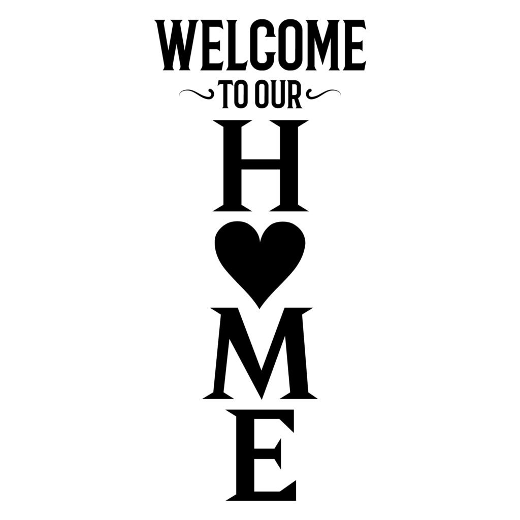 Free Welcome to Our Home SVG for farmhouse signs, Cricut, Silhouette, and home projects.
