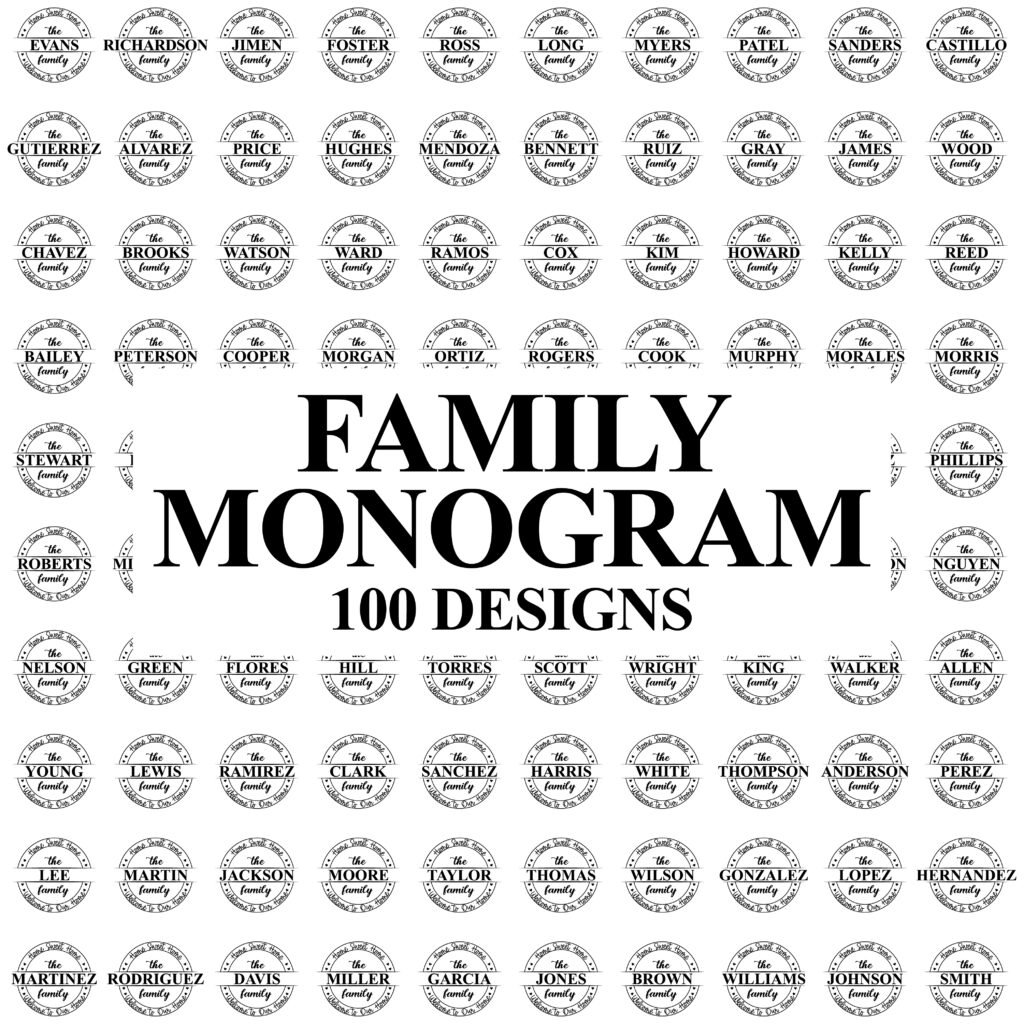 Family Name Monogram SVG Free Download, Home Decor and Personalized Family Sign Preview