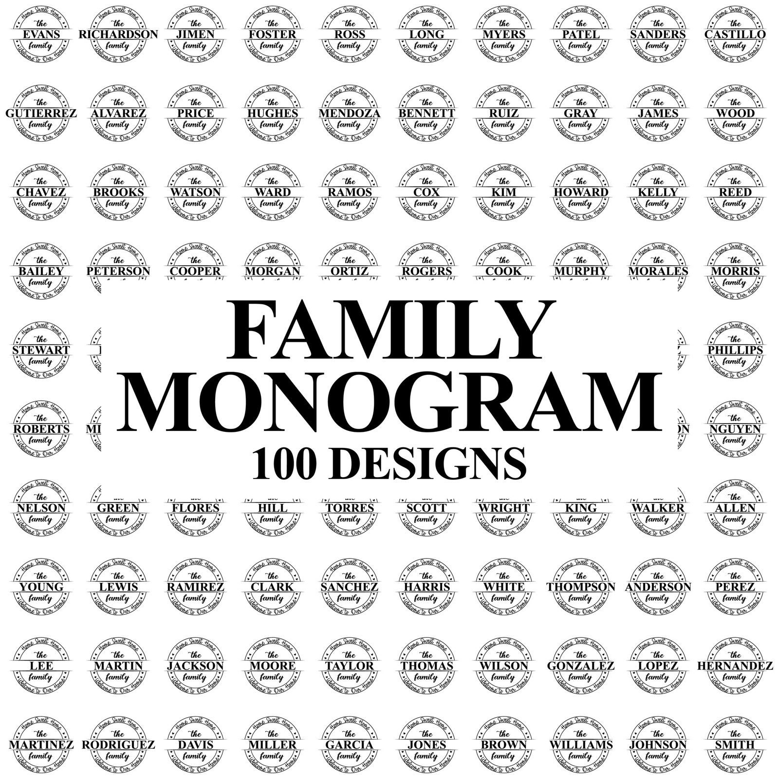 Family Name Monogram SVG Free Download, Home Decor and Personalized Family Sign Preview