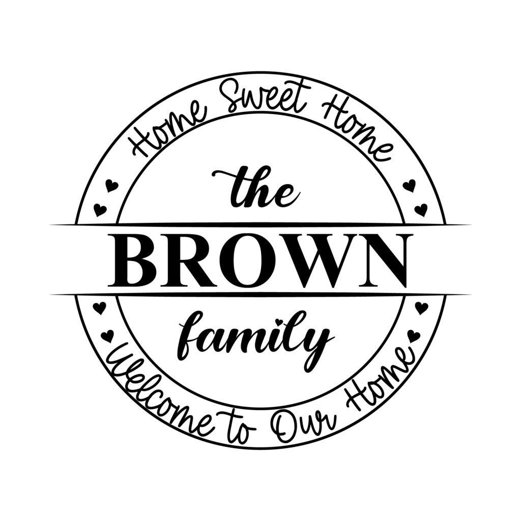 Brown Family Name Monogram SVG Free Download, Home Decor and Personalized Family Sign Preview