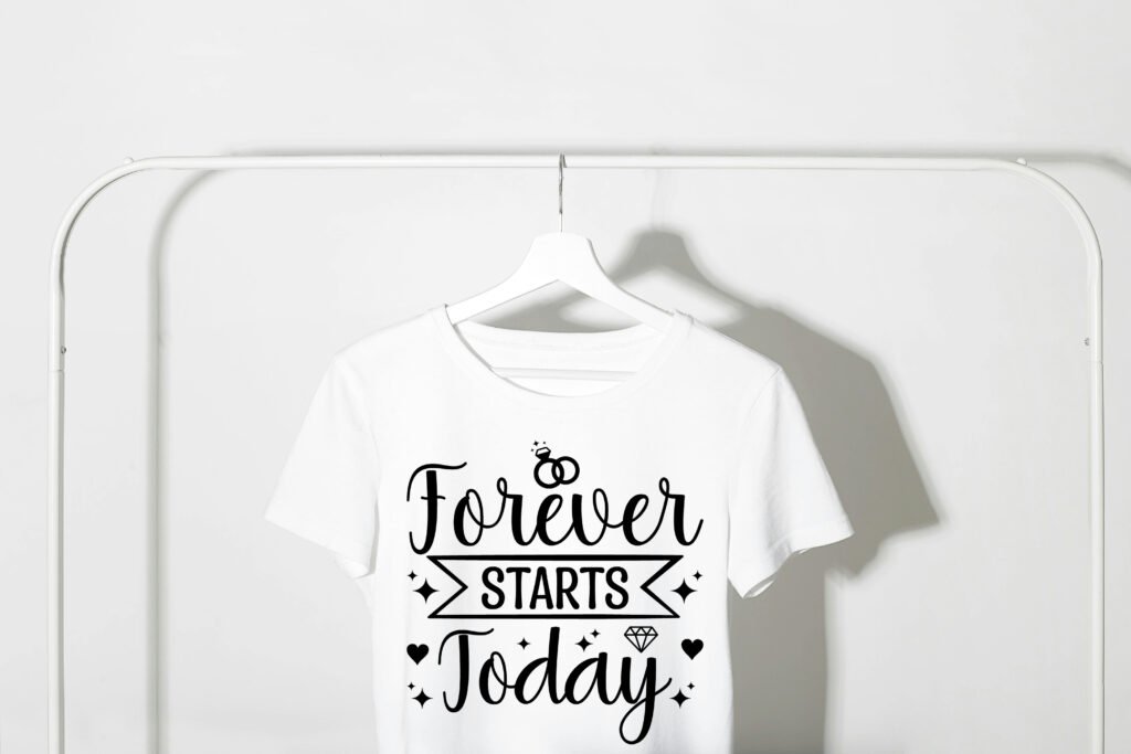 Forever Starts Today SVG design featuring elegant calligraphy, ideal for wedding decor, anniversary gifts, or romantic Cricut and Silhouette crafts - free for personal and commercial use.