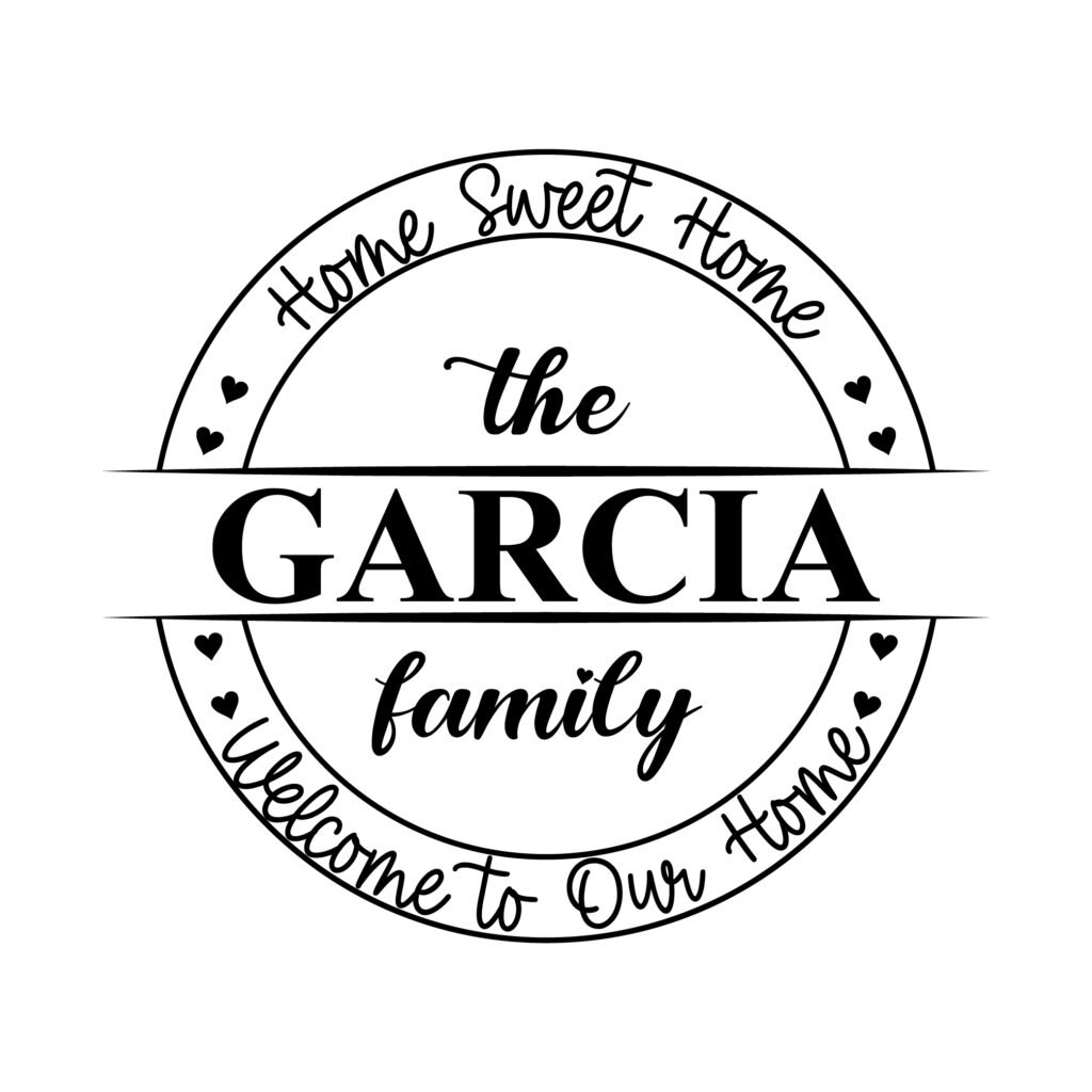 Garcia Family Name Monogram SVG Free Download, Home Decor and Personalized Family Sign Preview