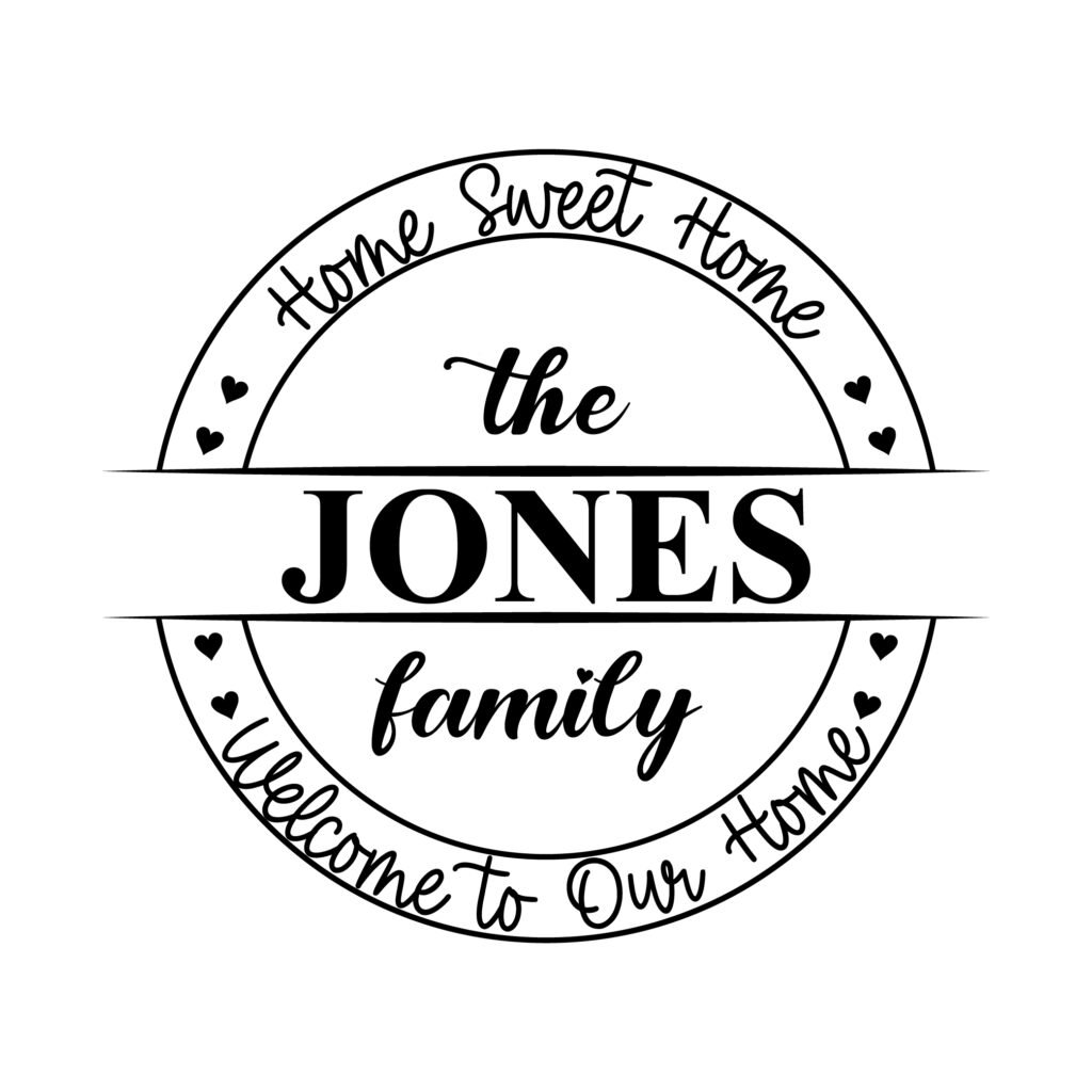 Jones Family Name Monogram SVG Free Download, Home Decor and Personalized Family Sign Preview