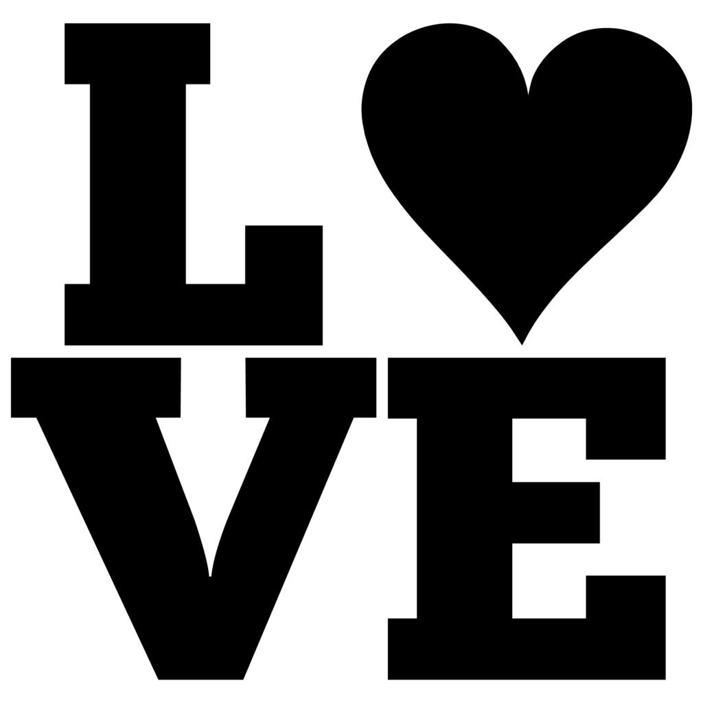 Love SVG Free Download with traditional word art and heart style. Ideal for Cricut and Silhouette crafters making romantic home decor, shirts, and crafts.