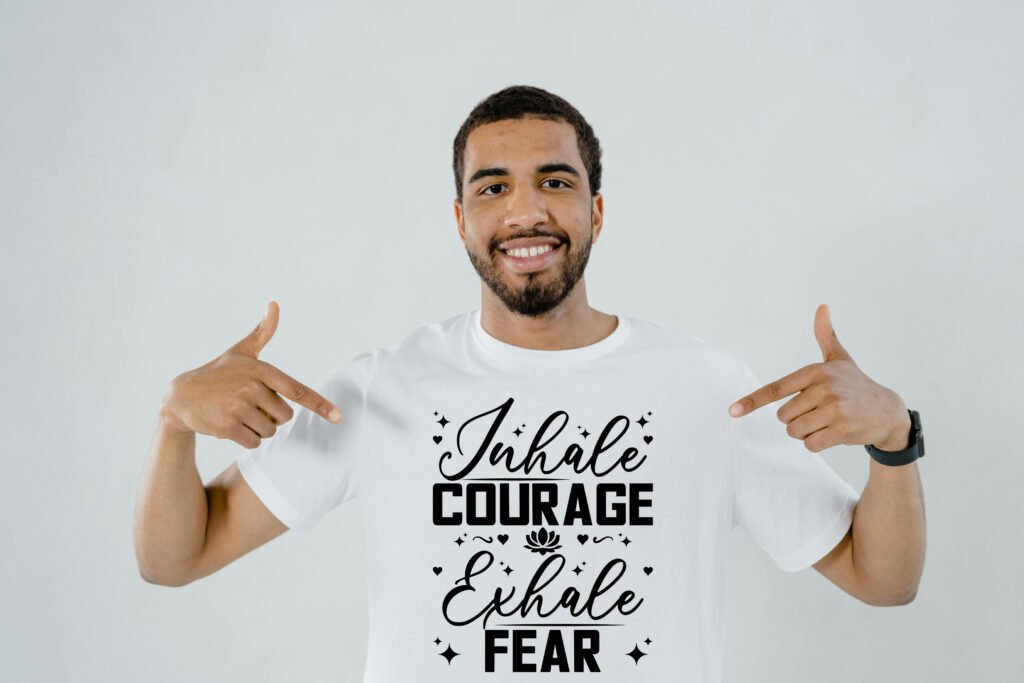 Free Inhale Courage Exhale Fear SVG design featuring a clean motivational quote, perfect for Cricut, Silhouette, vinyl cutting, t-shirt prints, and digital art projects.