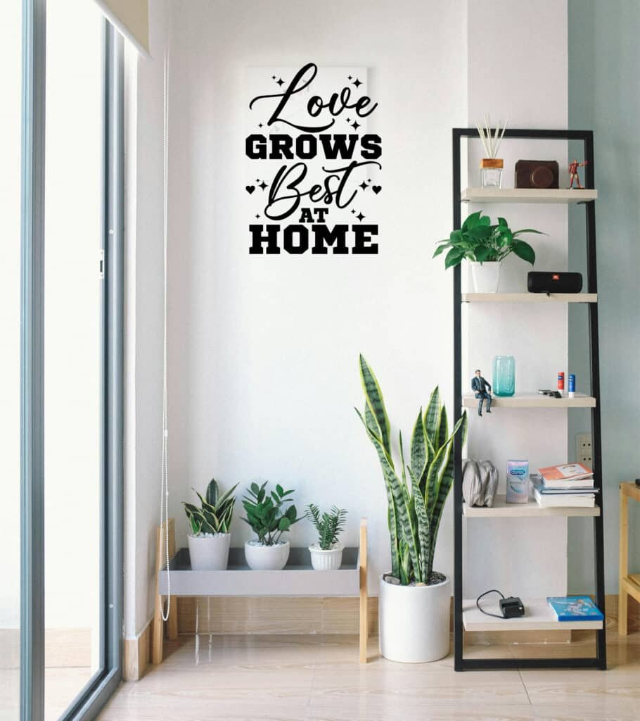 Love grows best at home SVG free family love quote design for Silhouette and Cricut