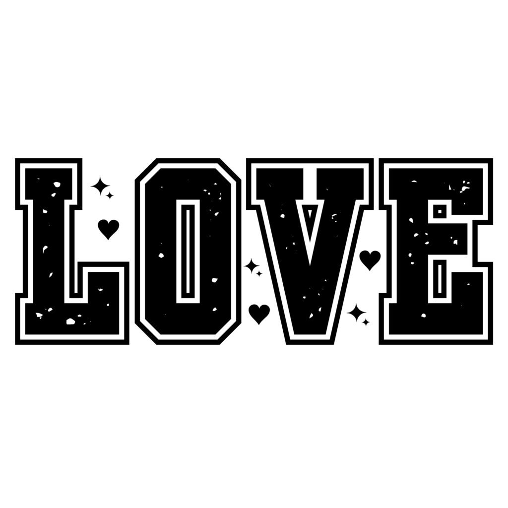 Love SVG Free Download design with cute heart shapes and bold letters ideal for Valentine quotes and romantic craft projects