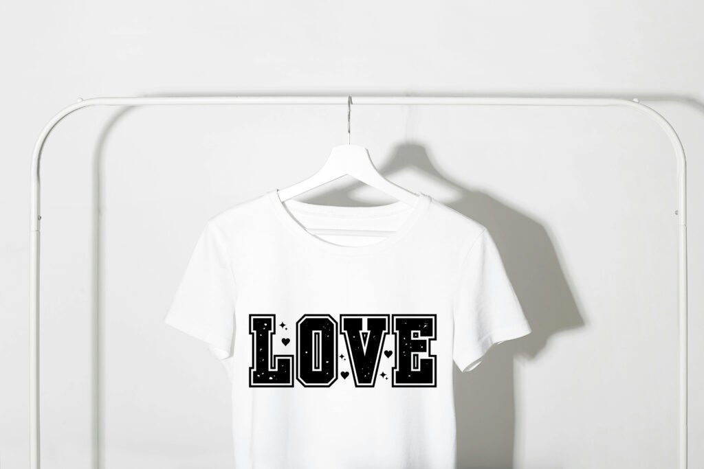 Retro LOVE SVG design with cute heart shapes and bold letters ideal for Valentine quotes and romantic craft projects