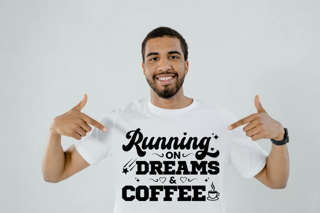 Running on Dreams and Coffee SVG Free Funny Design free humorous design great for mugs shirts wall decor and Cricut cutting files for coffee drinkers and dreamers.