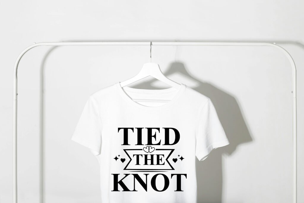 Tied the Knot Free Wedding SVG design with beautiful wedding typography, ideal for Cricut and Silhouette crafters cutting shirts, cards, signs, and decorations.