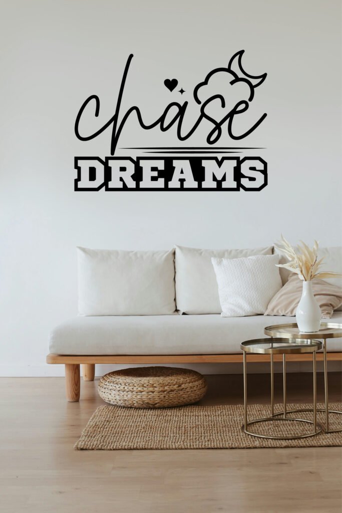 Free SVG Download-Chase Dreams SVG: A minimalist motivational quote for Cricut and Silhouette users. Make inspiring t-shirts, mugs, wall art, and planners that remind you to continue chasing your dreams.