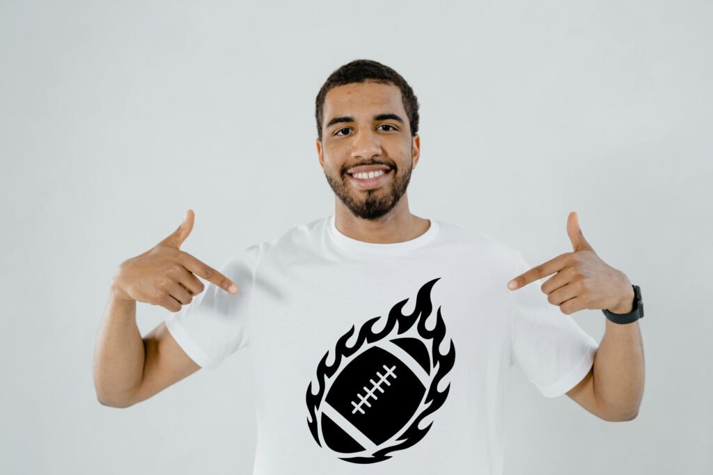 Flaming Football SVG design featuring a football with dynamic flames is perfect for Cricut and Silhouette cutting machines, t-shirts, decals, and DIY sports projects.
