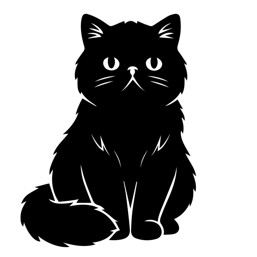 Fluffy Persian Cat Silhouette SVG free download, cute Persian cat outline vector for Cricut and Silhouette crafts.