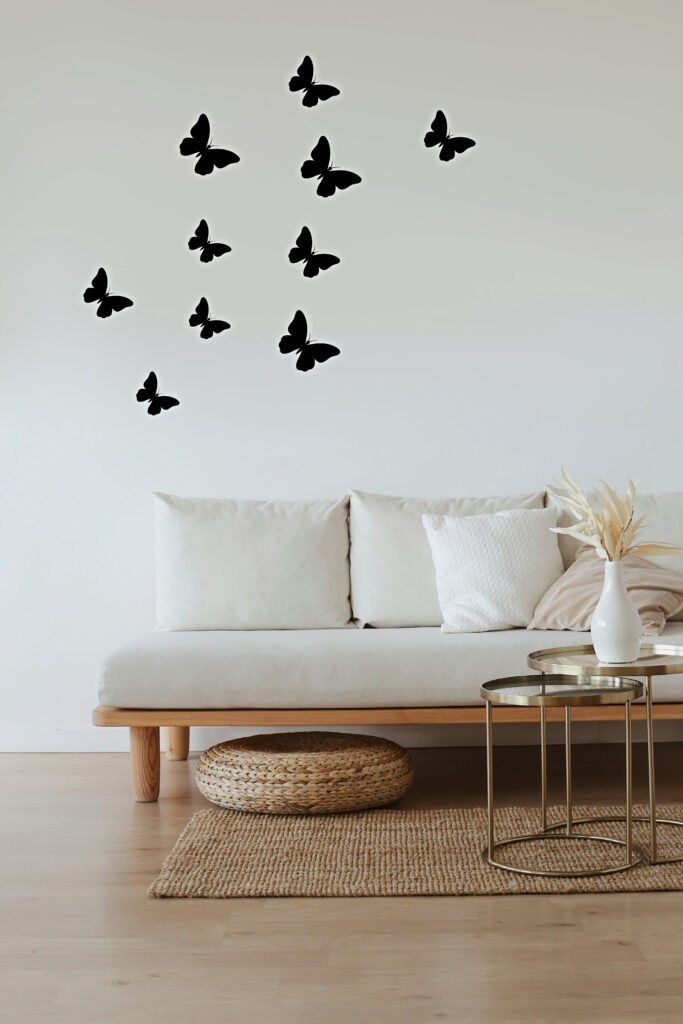 Free black butterfly silhouette SVG for Cricut or Silhouette. Clean vector design to make decals, t-shirts, cards, and any other handmade projects.