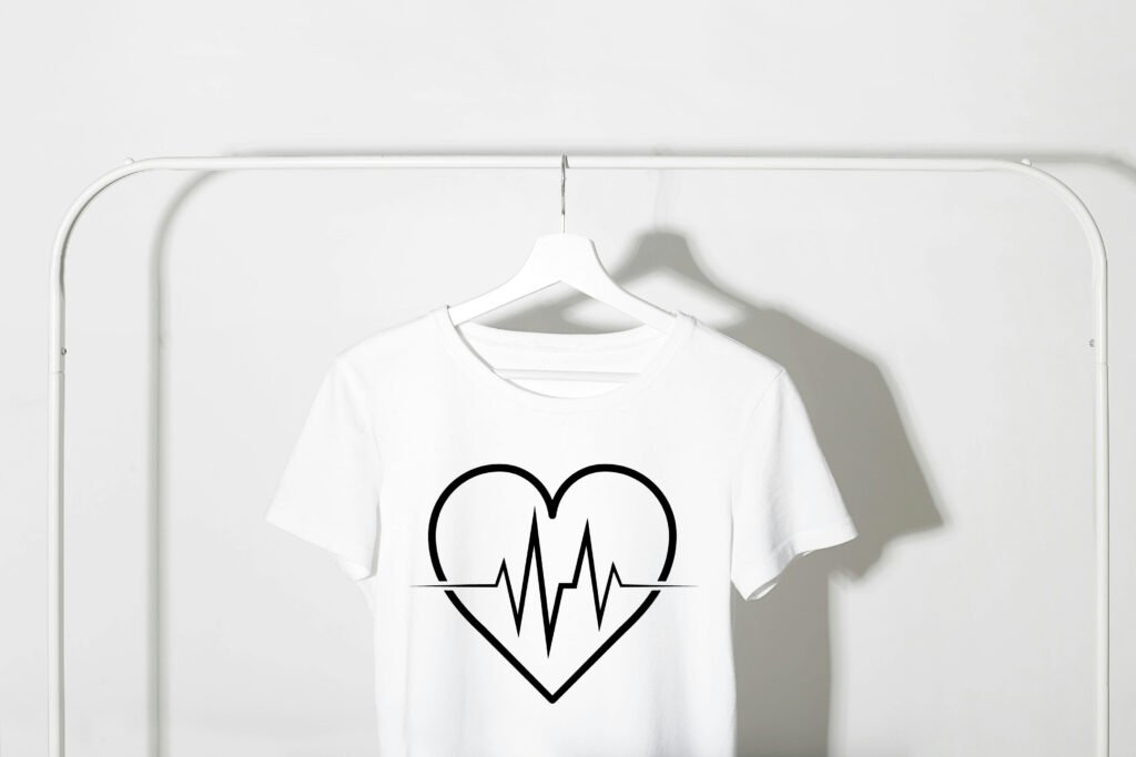 Heart with heartbeat SVG free download, minimal line art design perfect for Cricut and Silhouette.