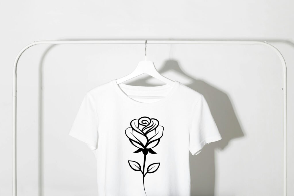 Free Rose Flower SVG Free Download - simple, black outline rose design for Cricut and Silhouette projects perfect for crafts, home decor, shirts, and cards.