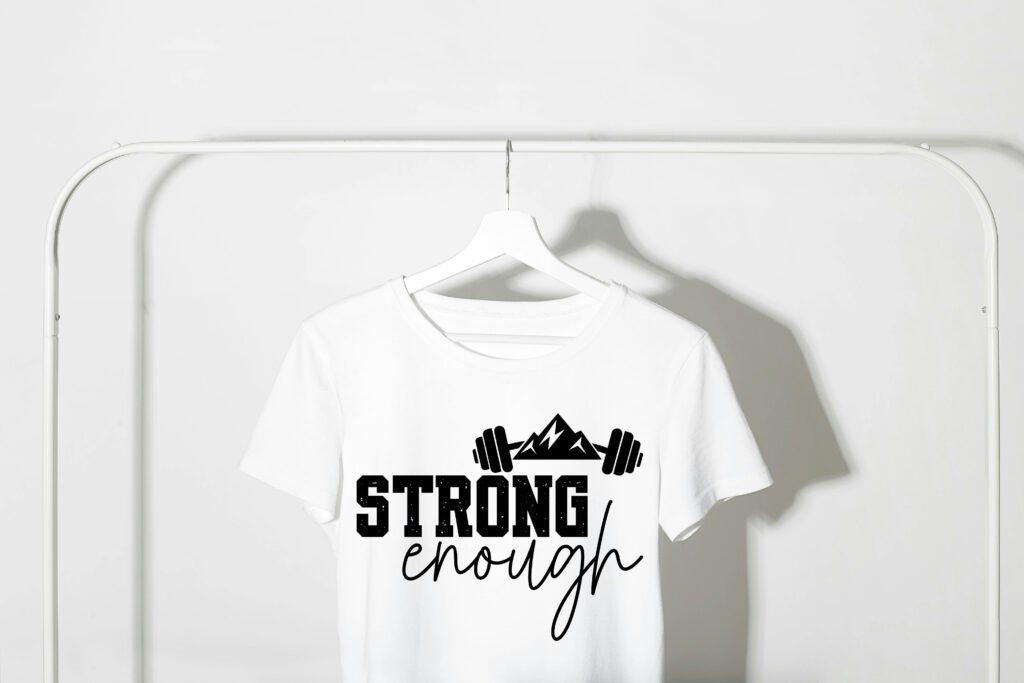 Strong Enough SVG design for motivational crafting, home decor, shirts, mugs, and inspirational projects.