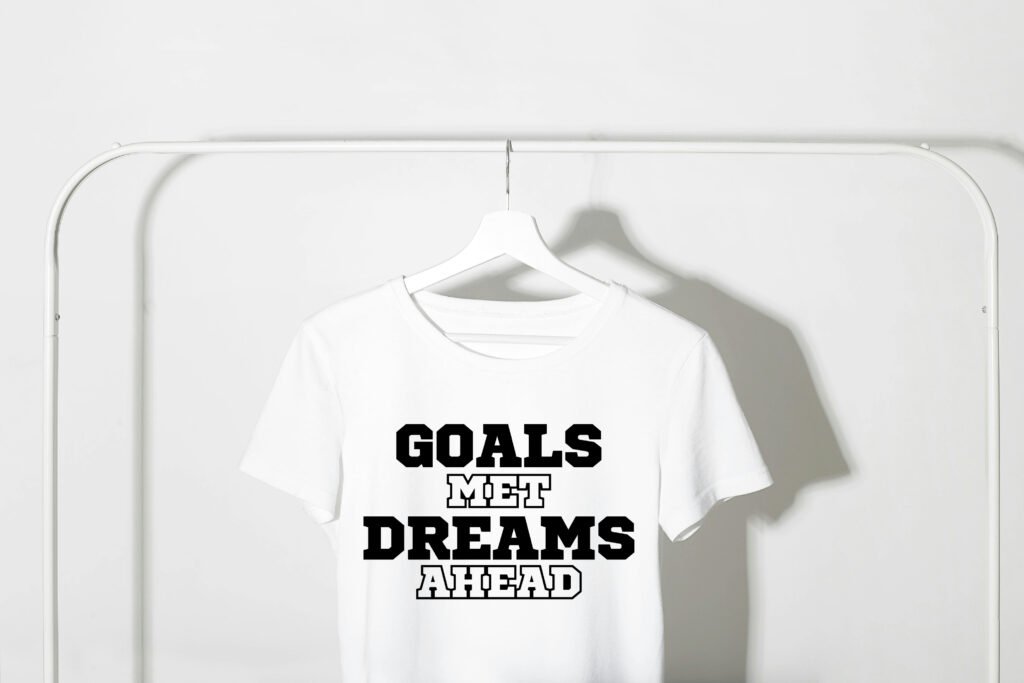 Goals met dreams ahead svg quote design with clean modern lettering for motivation and achievement crafts.