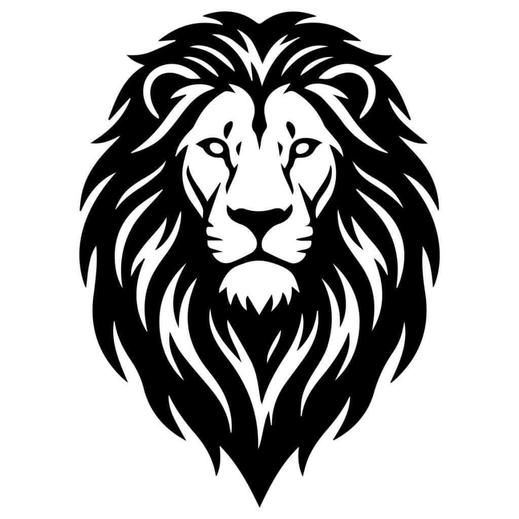 Lion head silhouette svg free design with sharp clean edges for cricut and digital crafts.
