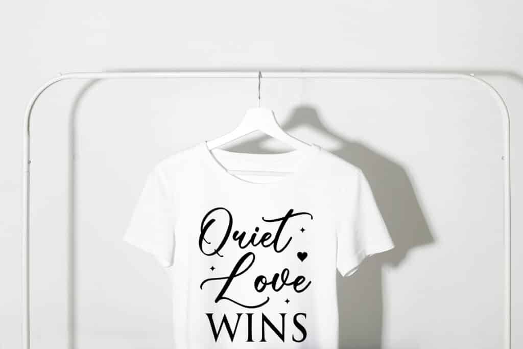 Quiet love wins svg romantic love quote in clean minimal typography for crafts decor and gifts