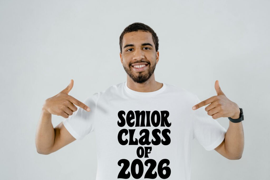 Senior class of 2026 svg graduation cut file design with bold lettering for shirts and banners