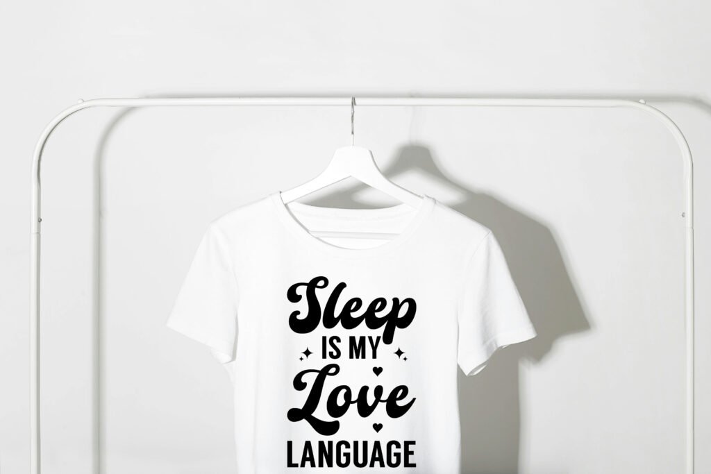 Sleep is my love language svg with clean bold lettering designed for funny sleep themed crafts and apparel.