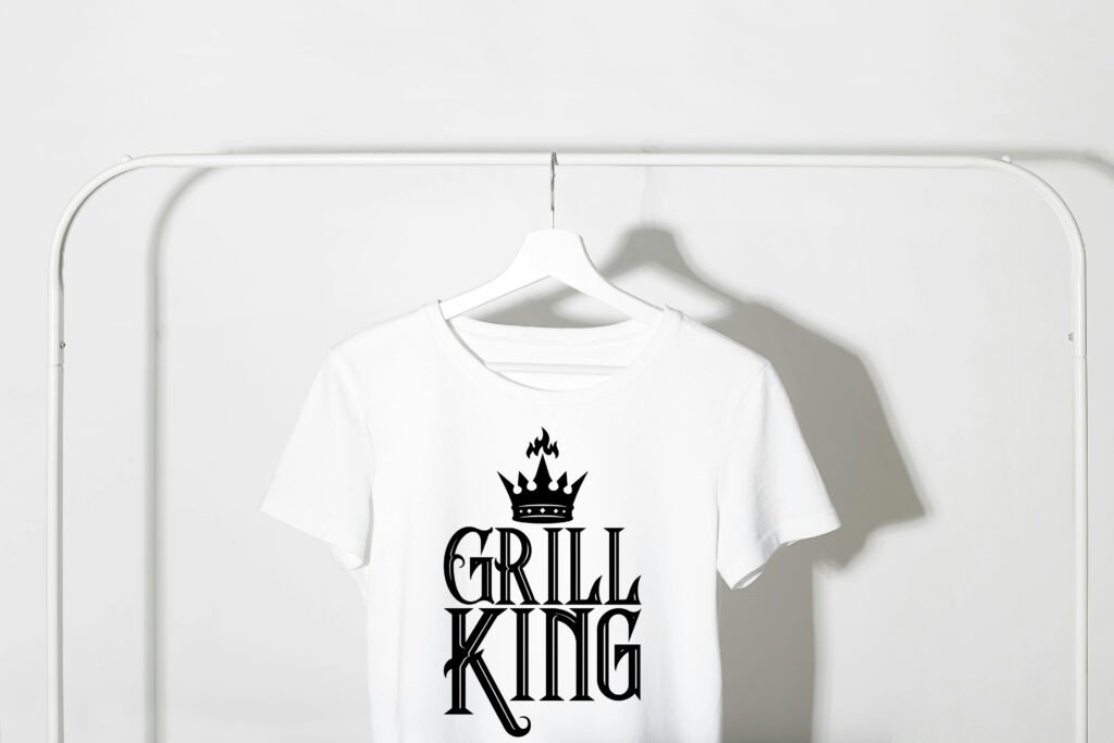 Grill king svg design showing bold barbecue style typography for backyard grilling and outdoor cooking projects.