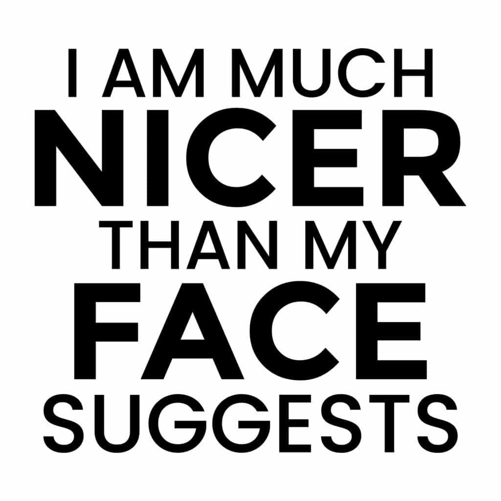 I Am Much Nicer Than My Face Suggests funny SVG cut file for Cricut and Silhouette