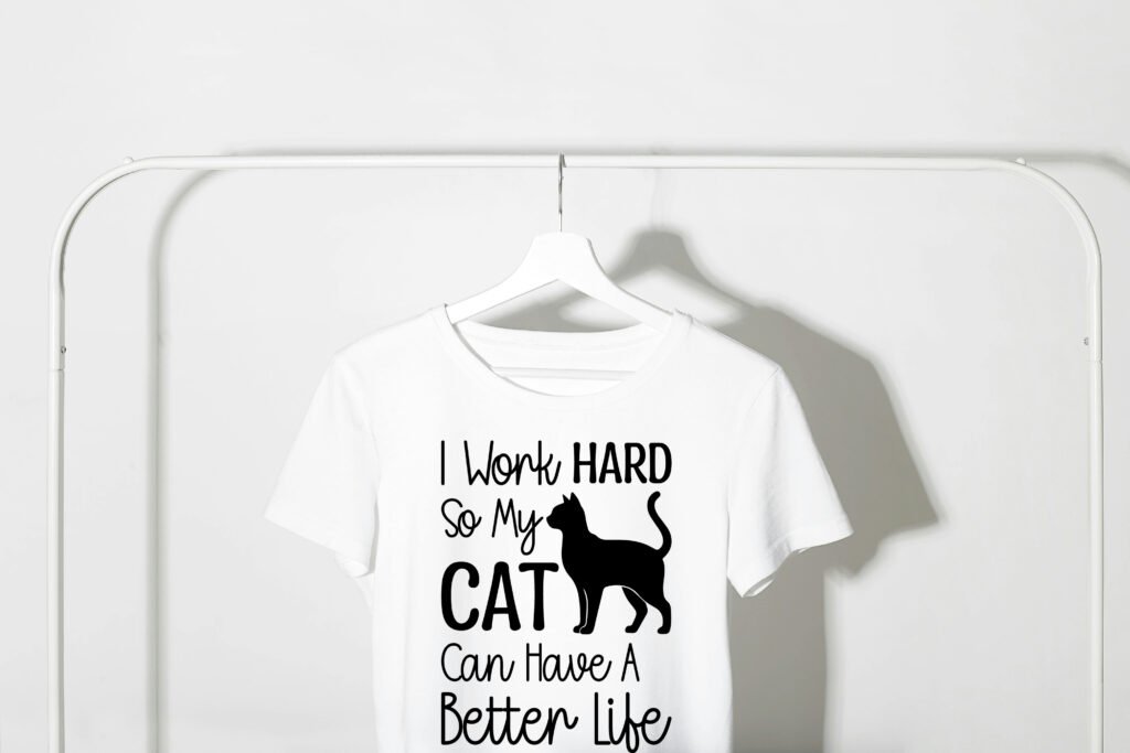 I work hard so my cat can have a better life cat quote svg design with clean text layout