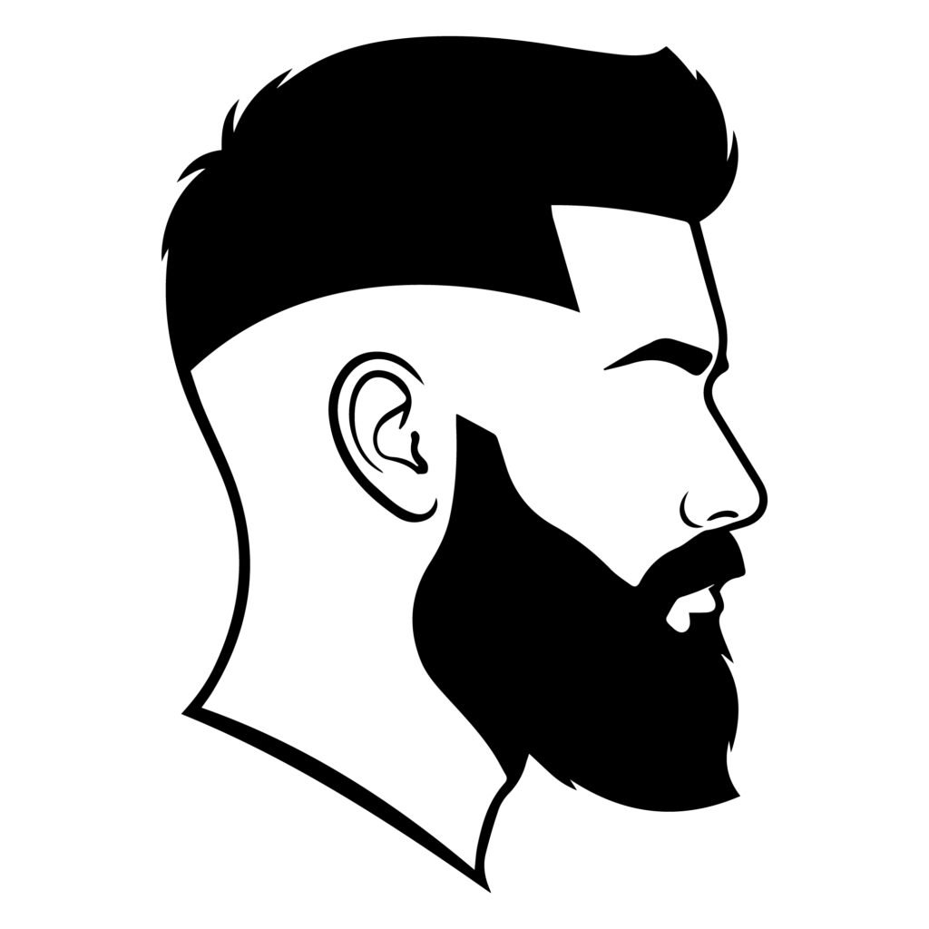 men bald fade haircut with beard svg