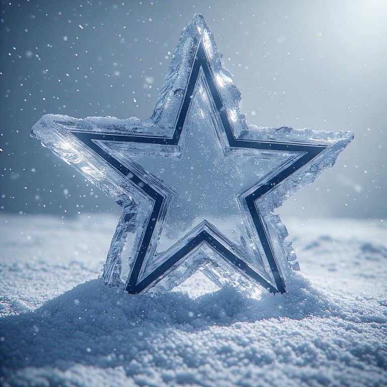 Dallas Cowboys logo made from ice and snow in winter storm