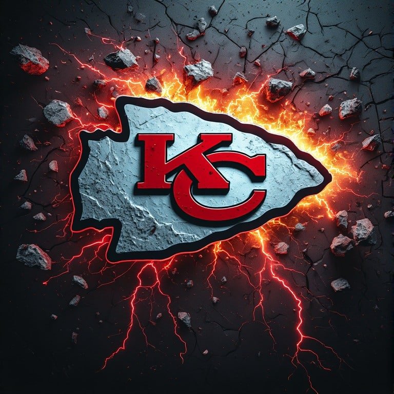 Kansas City Chiefs wallpaper 8K Ultra HD neon fan love NFL football background with bright red and gold colors
