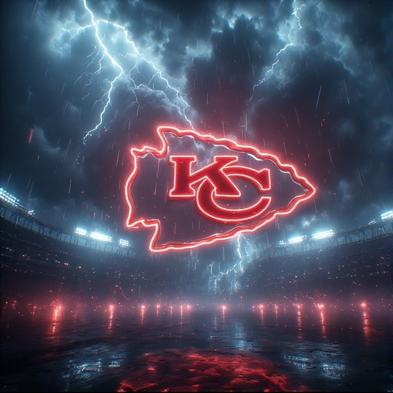 Kansas City Chiefs wallpaper 8K Ultra HD neon fan love NFL football background with bright red and gold colors