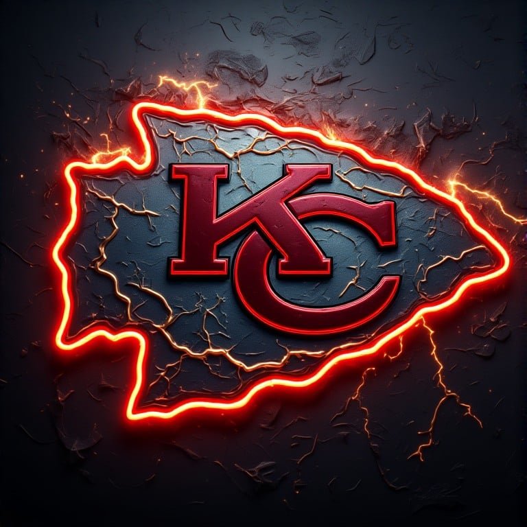 Kansas City Chiefs wallpaper 8K Ultra HD neon fan love NFL football background with bright red and gold colors