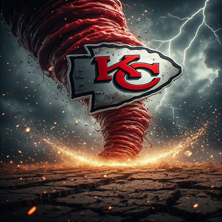 Kansas City Chiefs wallpaper 8K Ultra HD neon fan love NFL football background with bright red and gold colors