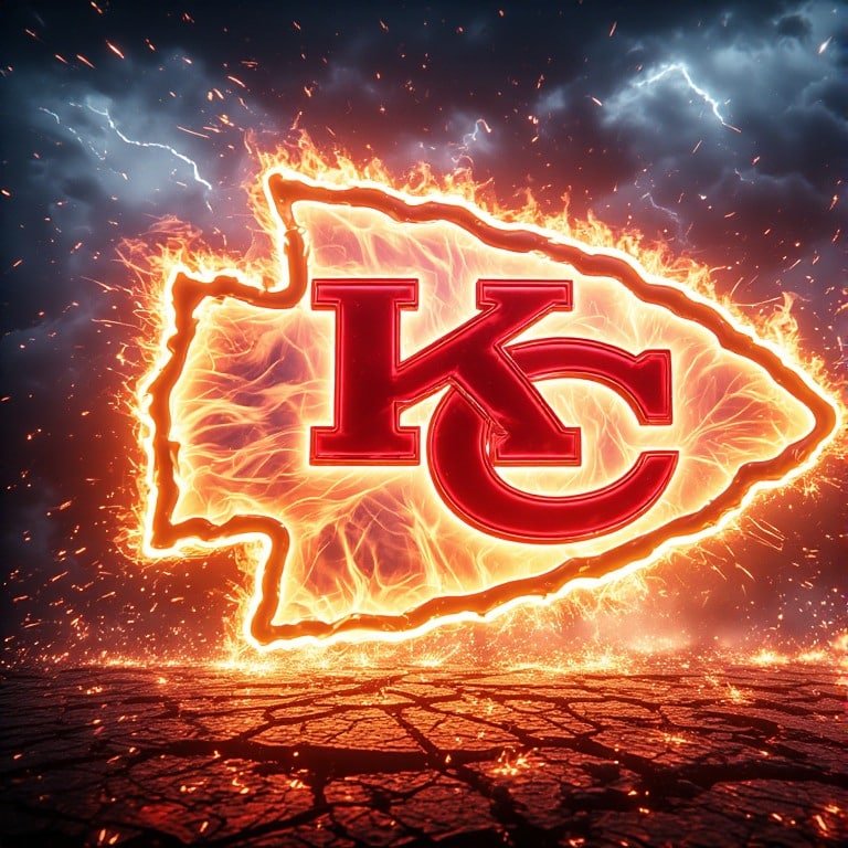 Kansas City Chiefs wallpaper 8K Ultra HD neon fan love NFL football background with bright red and gold colors